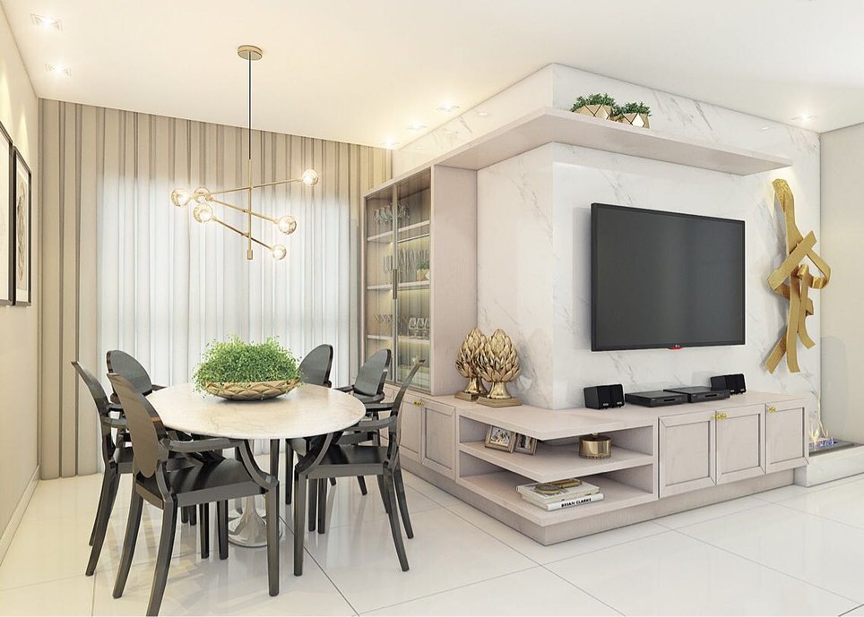 Projeto de Interiores de sala de estar e jantar integrada, localizada em Itajubá-MG