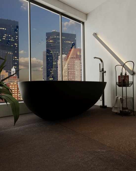 Projeto de uma sala de banho com estilo contemporaneo e referencias cosmopolita em tons P&B, usando para o revestimento do piso a Lastra Classic Marquinia da Portobello, trazendo elegancia e sofisticação ao ambiente. Coloquei plantas para inserir natureza no espaço. O projeto de iluminação, alem de ter a função de iluminar , tambem foi pensado em momentos de relaxamento usando as luzes indiretas ao meio da visa da cidade.