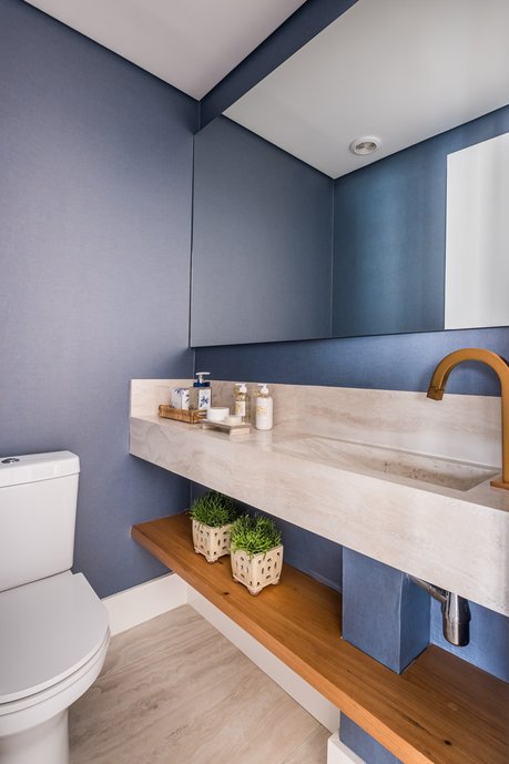 Lavabo com cuba esculpida
