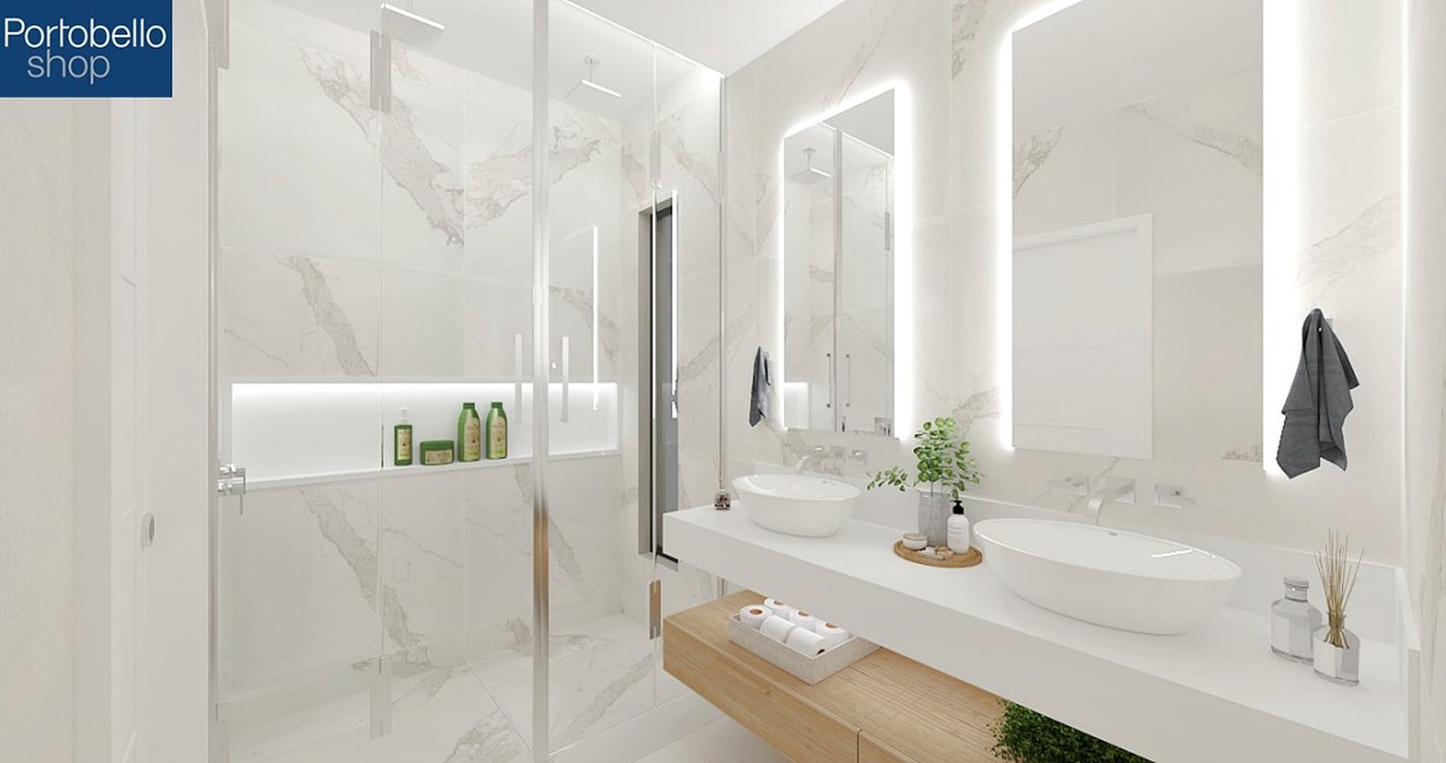 Banheiro contemporâneo minimalista.