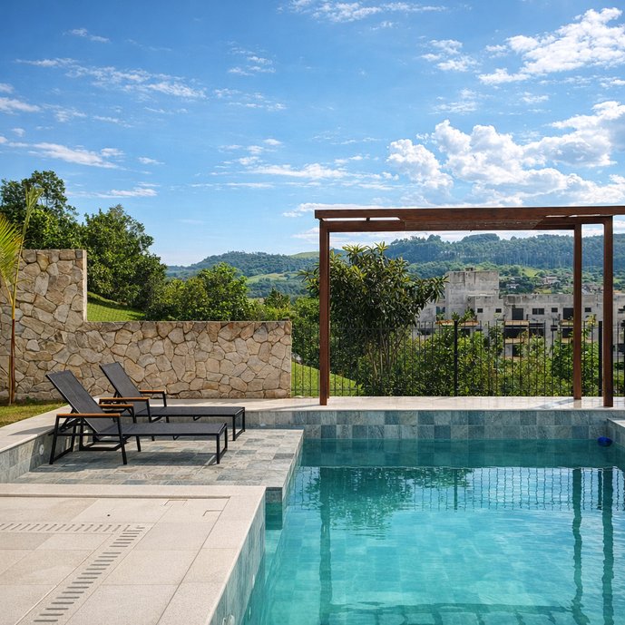 Revestimento interno da piscina em porcelanato Malibu Lake Externo Bold
