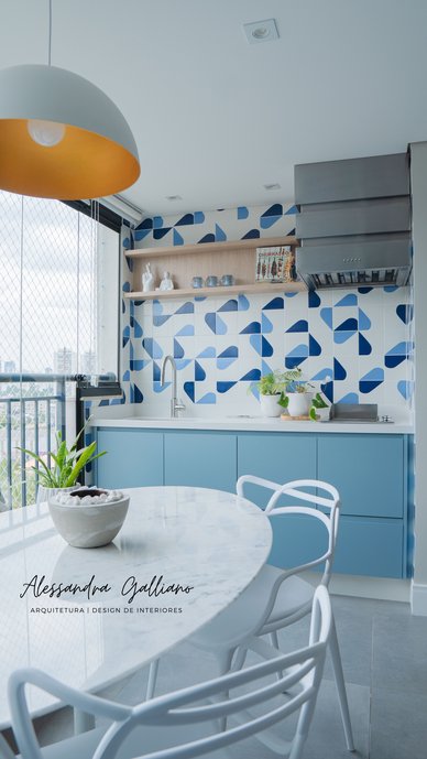Athos Bulcão Vírgula azul celeste e azul escuro