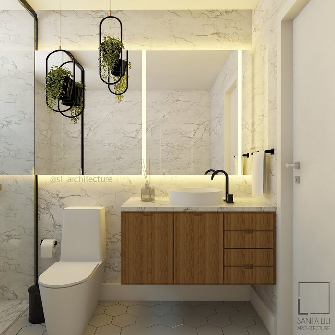Projeto de Interiores, proposta para Banheiro Suíte Casal | AP NEBRASKA I Blumenau