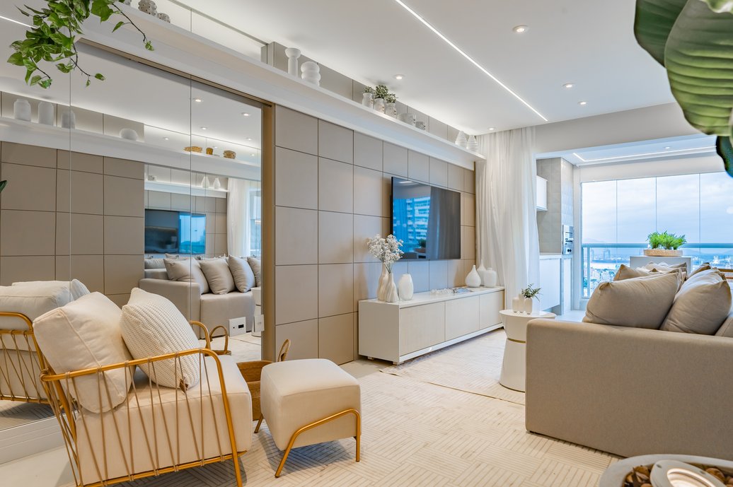 Living integrado com área gourmet.