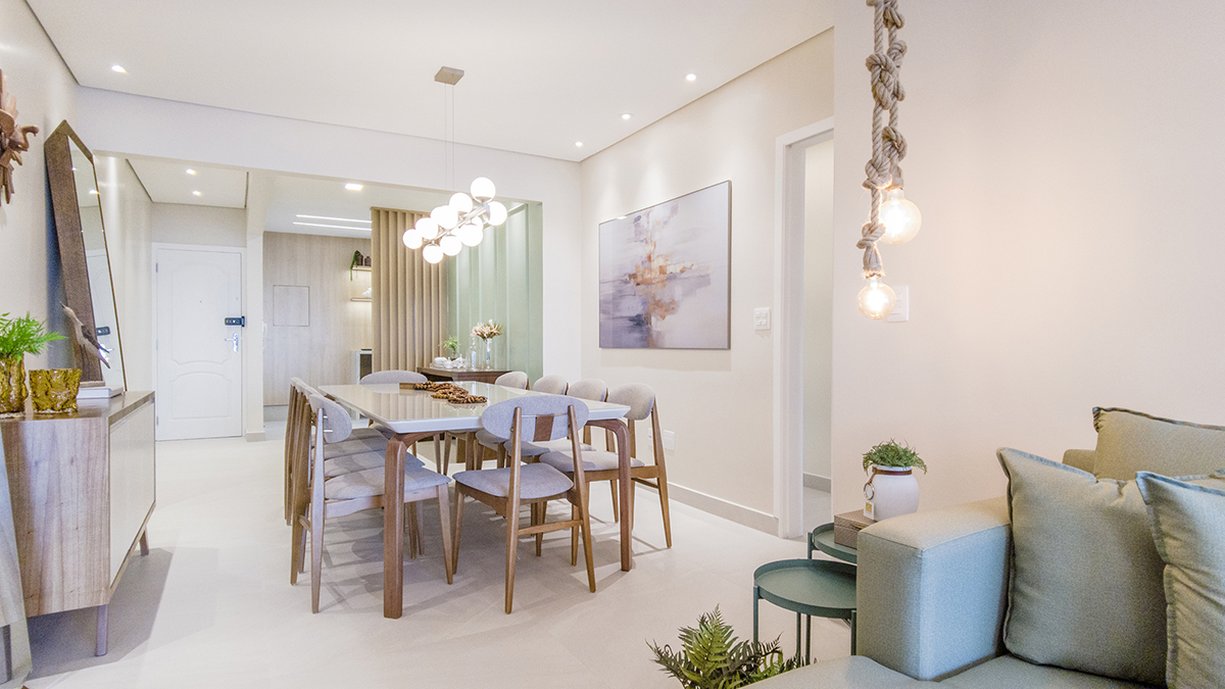 Sala de estar integrada com a varanda gourmet