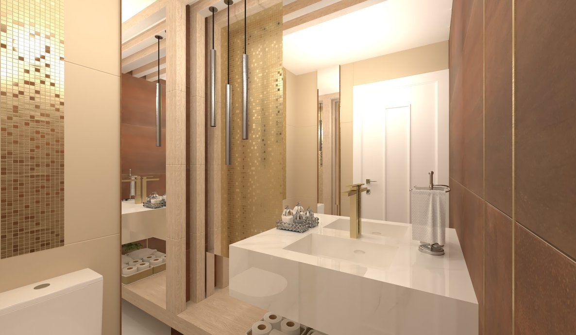 LAVABO DE APARTAMENTO EM BALNEÁRIO PIÇARRAS, MODERNO E ATEMPORAL