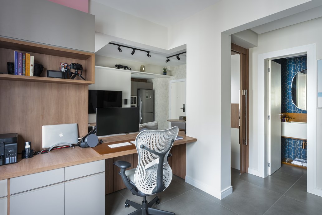 home office e parte do lavabo