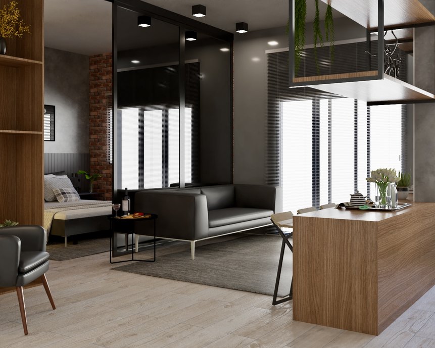 Apartamento integrado, sala com painel de vidro inteligente e quarto com tijolos ecológicos #ConcursoArchtrendsCasoca