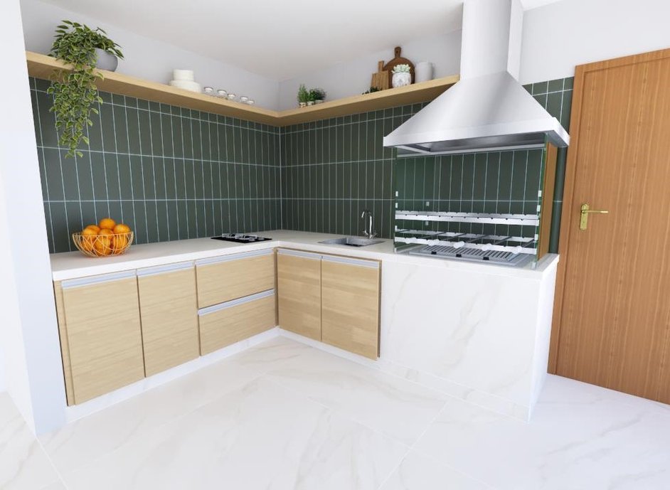 Projeto 3D de área gourmet com terralma