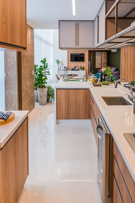 apartamento com amplo espaço social e integração total entre ambientes