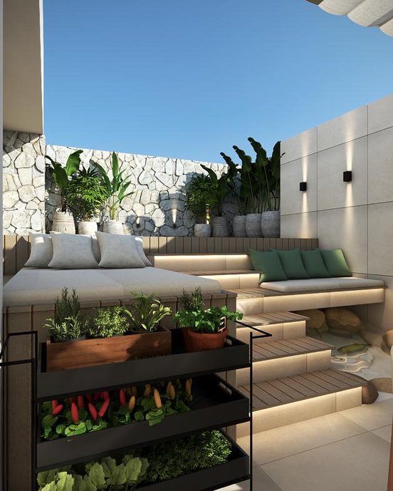 Área externa com piscina
