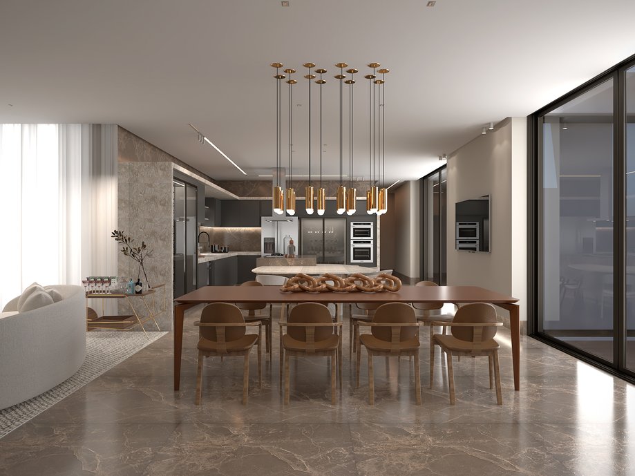 Varanda Gourmet elaborada para proporcionar integração aos moradores desta linda casa. A mistura de revestimentos marcantes e elementos neutralizantes resultaram em um ambiente cheio de personalidade e aconchegante. Os revestimentos *OR* De Cacau e Siena Chianti da Portobello garantiram muita sofisticação. 