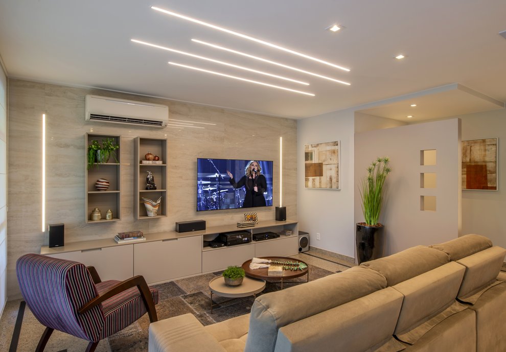 HOME THEATRE painel em porcelanato