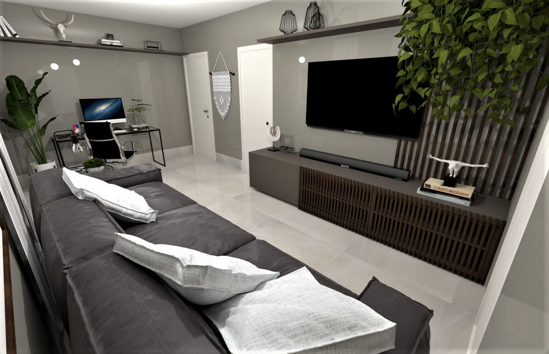 SALA DE ESTAR COM HOME OFFICE