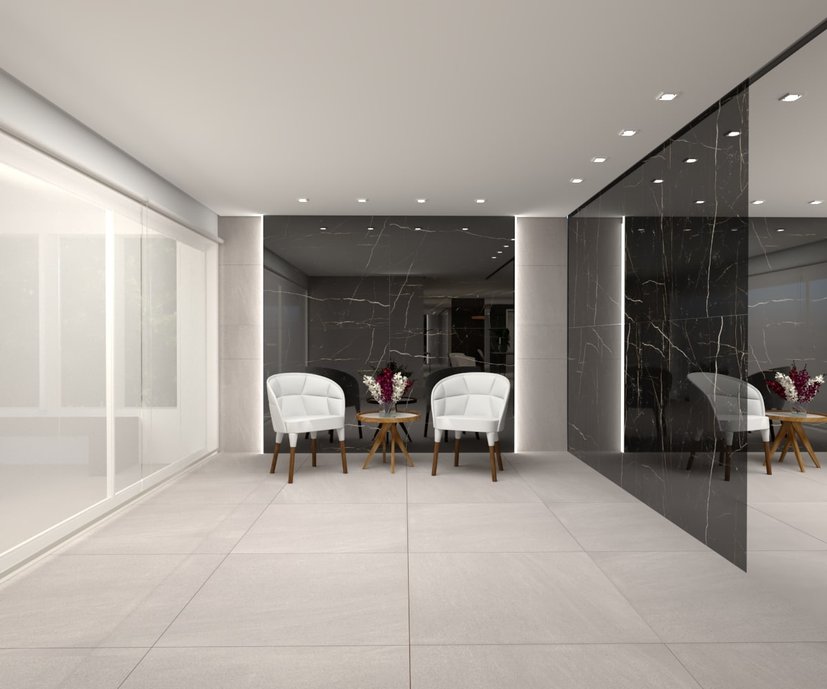 O hall de entrada, sem dúvidas, é o principal cartão de visitas, pois é o ambiente onde os visitantes têm o primeiro contato.