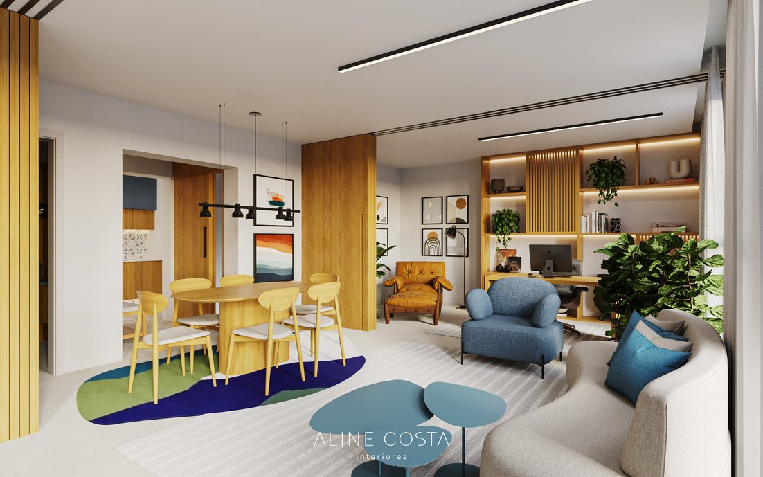 Living, Sala de Jantar e Home Office