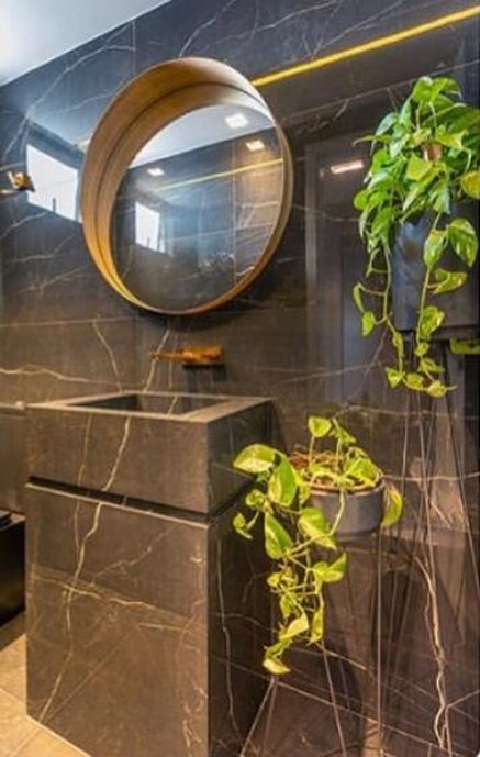 Lavabo e bancada esculpida