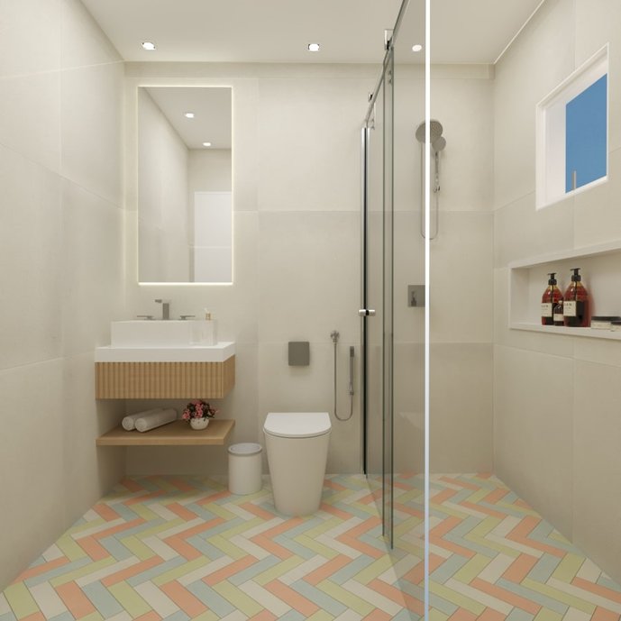 O design de um banheiro contemporâneo deve preservar linhas retas e limpas, além de possuir detalhes em pontos focais.
