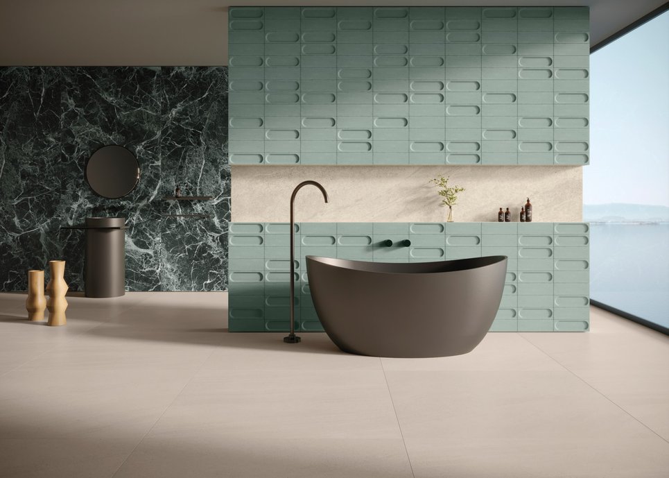 PAREDE: PI CONCAVO VERDE 10X30 MATE; PI PLANO VERDE 10X30 MATE
