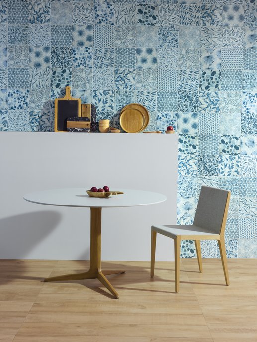 Mesa redonda de porcelanato Circle White