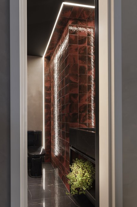 Que o lavabo é o ambiente onde podemos ousar sem medo isso não é novidade, mas para oi briefing deste lavabo localizado junto ao parque da luz e a ponte Hercílio Luz em Florianópolis o cliente teve um único pedido, me impactem. Pela área hiper reduzida, as soluções apresentadas exploraram revestimentos e iluminação para trazer uma atmosfera única para o ambiente.