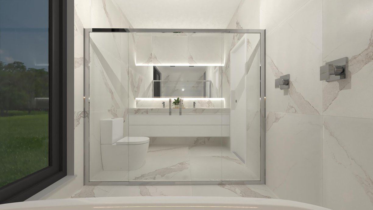 WC Casal no mármore Calacatta 90x90 