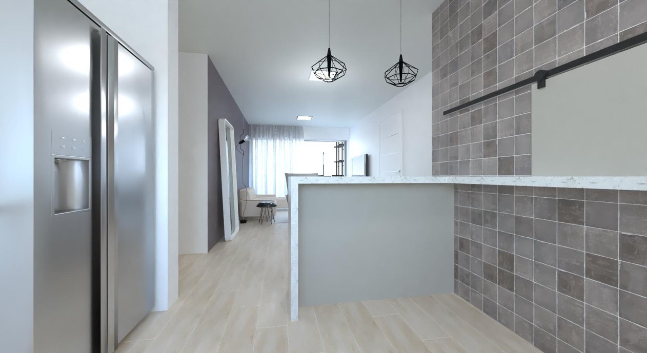 Amplitude do espaço e ampla opção na decoração e no mobiliário foi garantido com revestimento Portobello Shop 