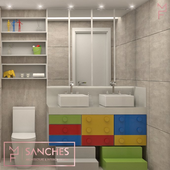 Como não amar ????? #moveislego #banheirocolorido #banheiroinfantil #projetoonline #interiordesign #banheiro #banheirodecriança #paineldetvamadeirado deusébomotempotodo #otempotododeusébom