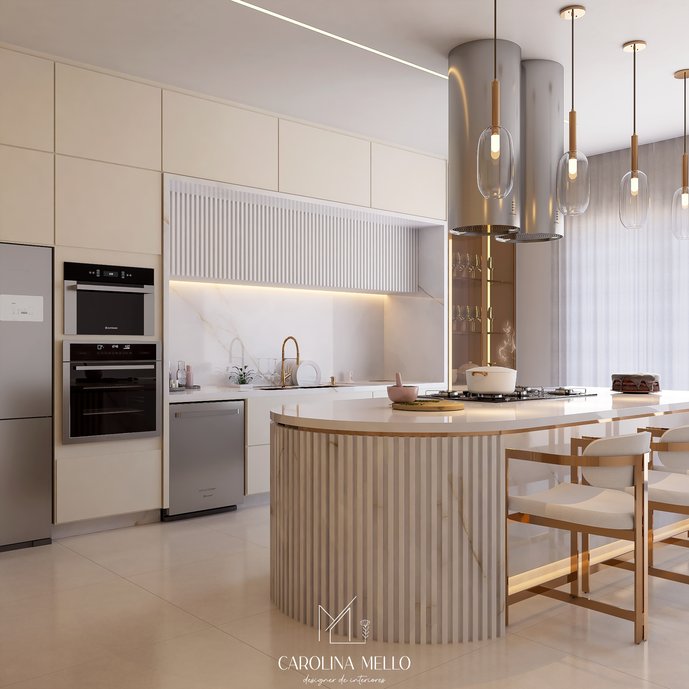 Uma cozinha versátil e sofisticada pode proporcionar inúmeras sensações. Trazendo leveza, amplitude e luminosidade ao espaço.
