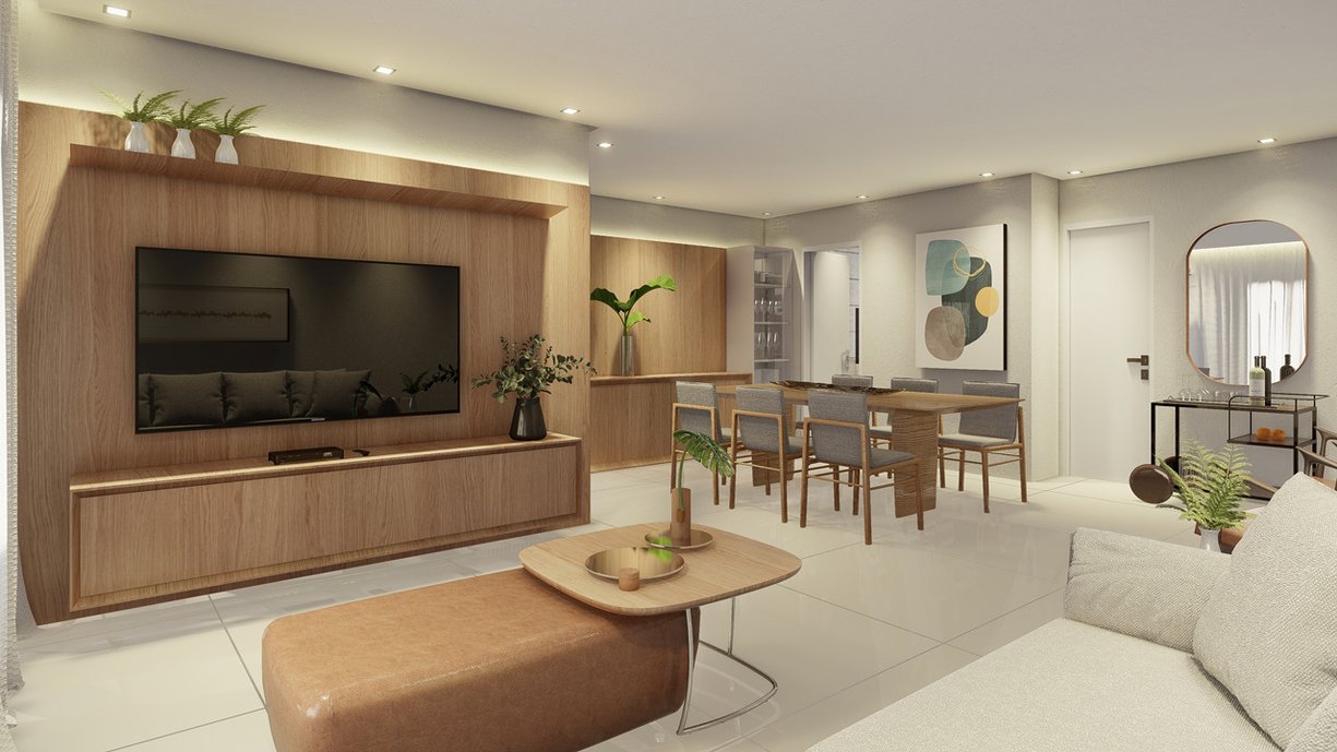 Sala de estar e jantar-Apartamento KA