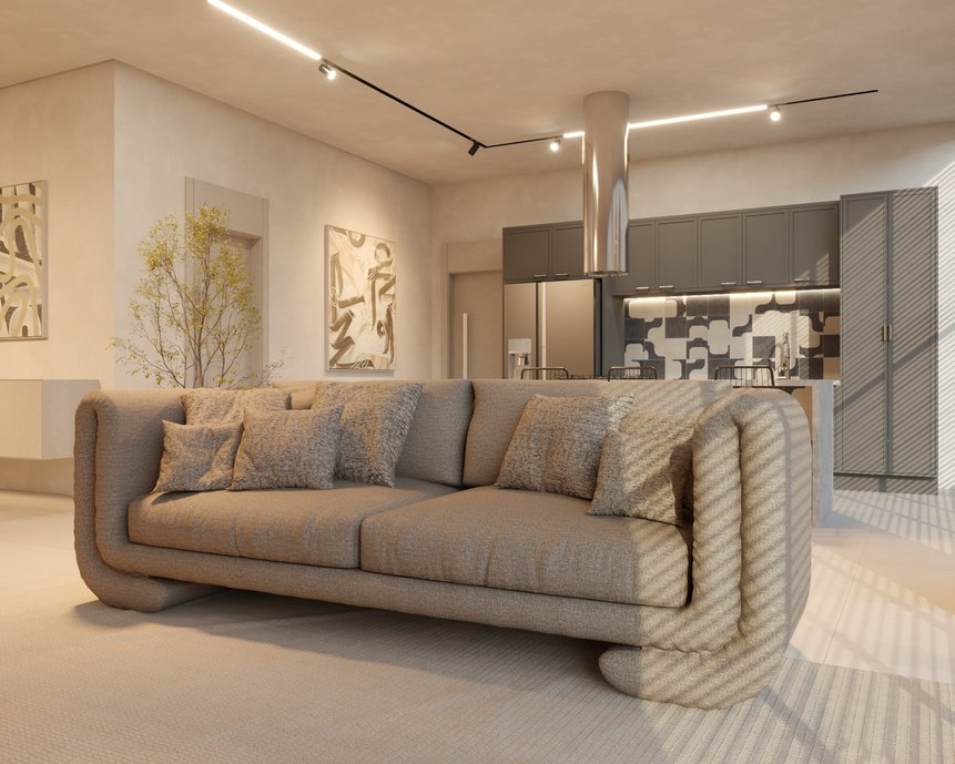 O projeto desse apartamento teve o objetivo de mostrar como um ambiente monocromático em escala de cinza pode ser aconchegante e acolhedor. O minimalismo está apenas nas cores já que temos texturas e revestimentos variados que despertam a curiosidade no olhar. Mesmo de todo o cinza uma pequena árvore surge no meio da sala e recebe toda a atenção e foco de luz do ambiente, e se destaca. A linha Soma foi essencial para toda essa composição. #ConcursoArchtrendsCasoca