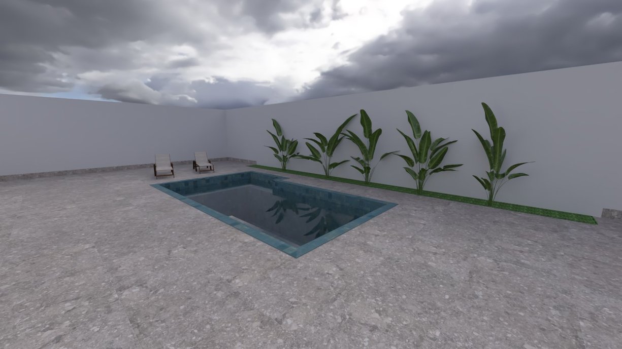 Area gourmet com piscina e área de lazer