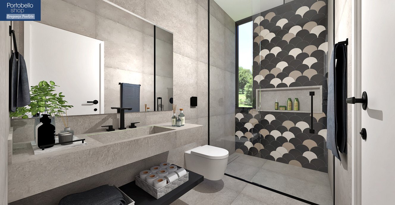 Banho revestido com Posto 12 e mix Pavone