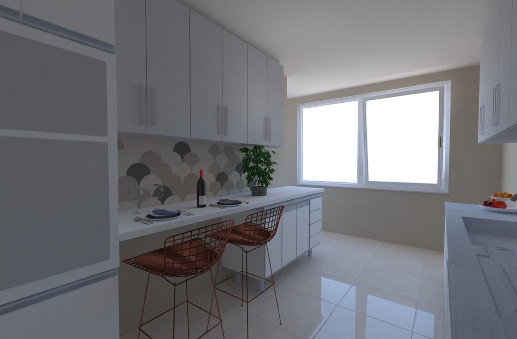 Faixas em porcelanato Pavone Mineral, Concreto e Grafite e misturador da linha Docol (Misturador Lav Parede Docolcity - DocolChroma - Cobre Escovado - Cód. 00878069)