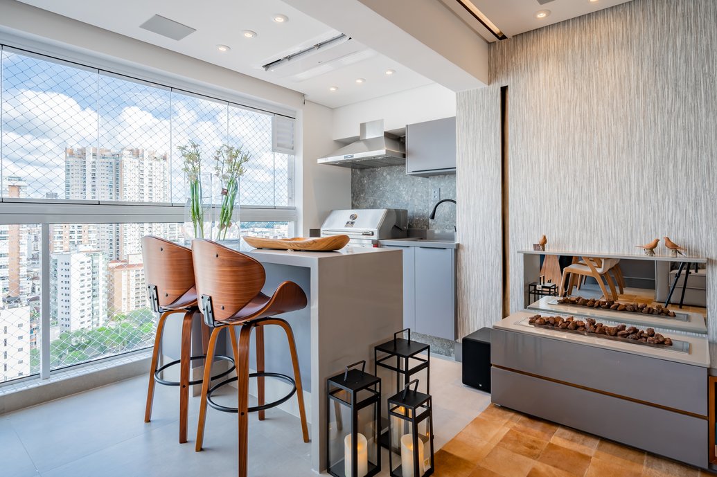 Área Gourmet integrada com o living