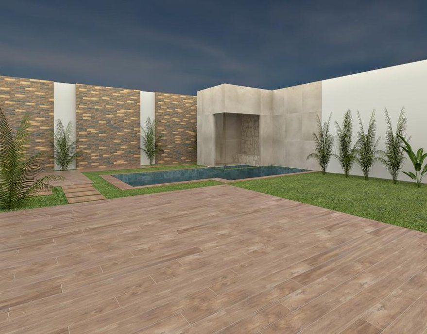 Área de lazer com estilo rustico e atemporal.