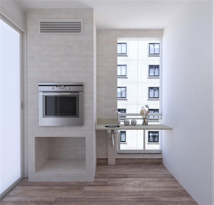 Chrrasqueira/area de lazer coberta - Cambrige white e Ecowood