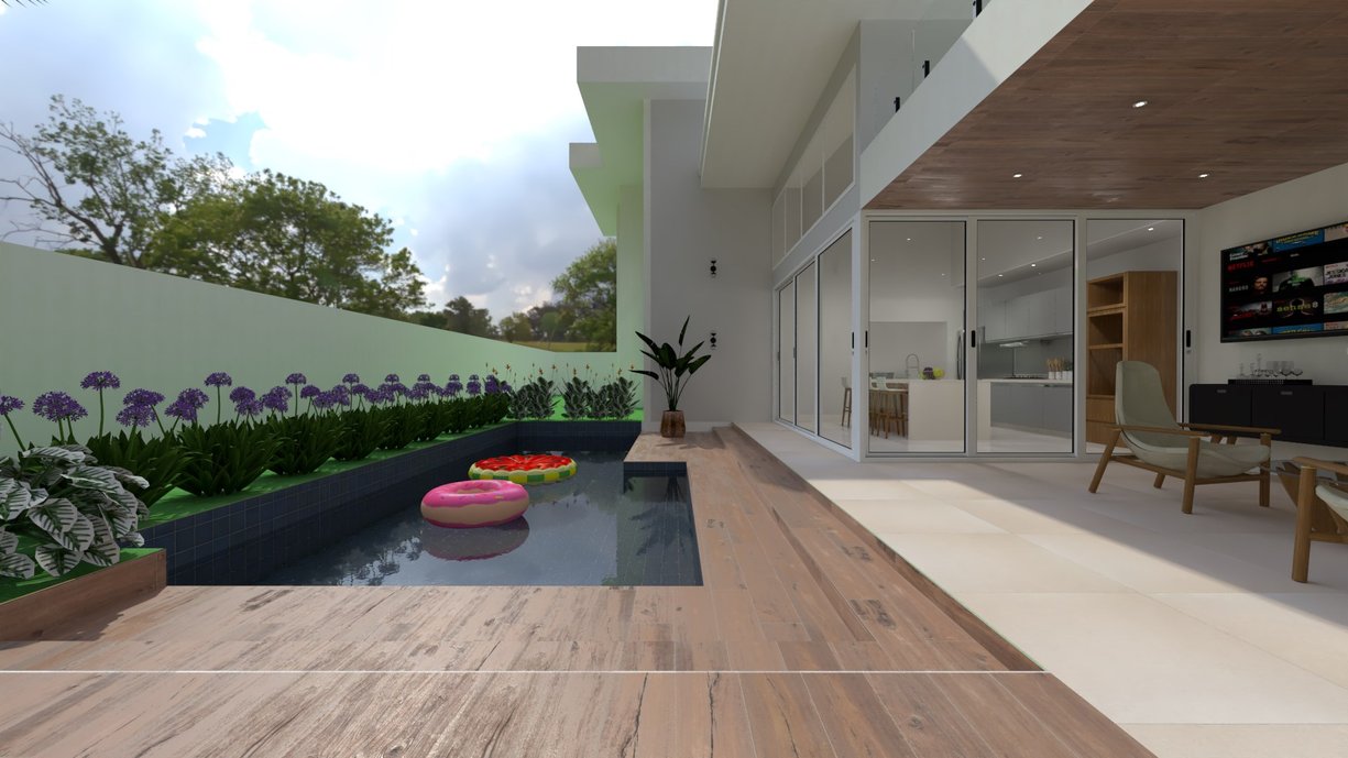 Proposta de área gourmet mais cozinha. Projeto elaborado no Domus3D.