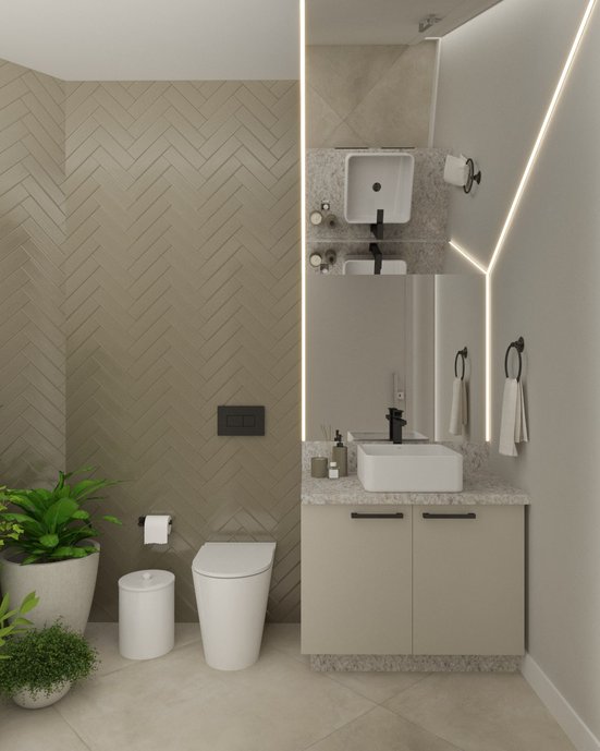 Reforma de lavabo, simples e sutil.