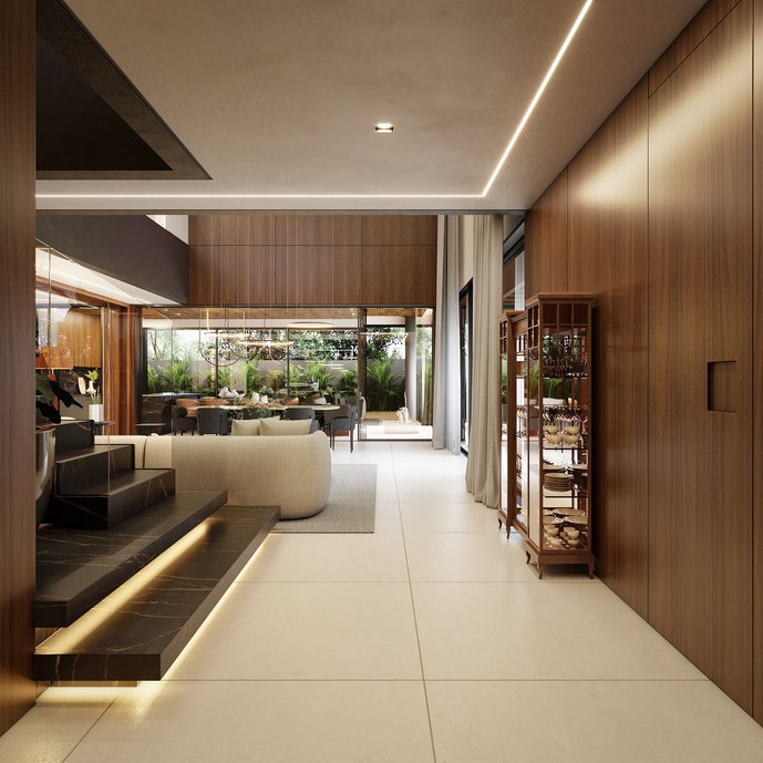 Living, Sala de Jantar e Área Gourmet, piso Via Durini