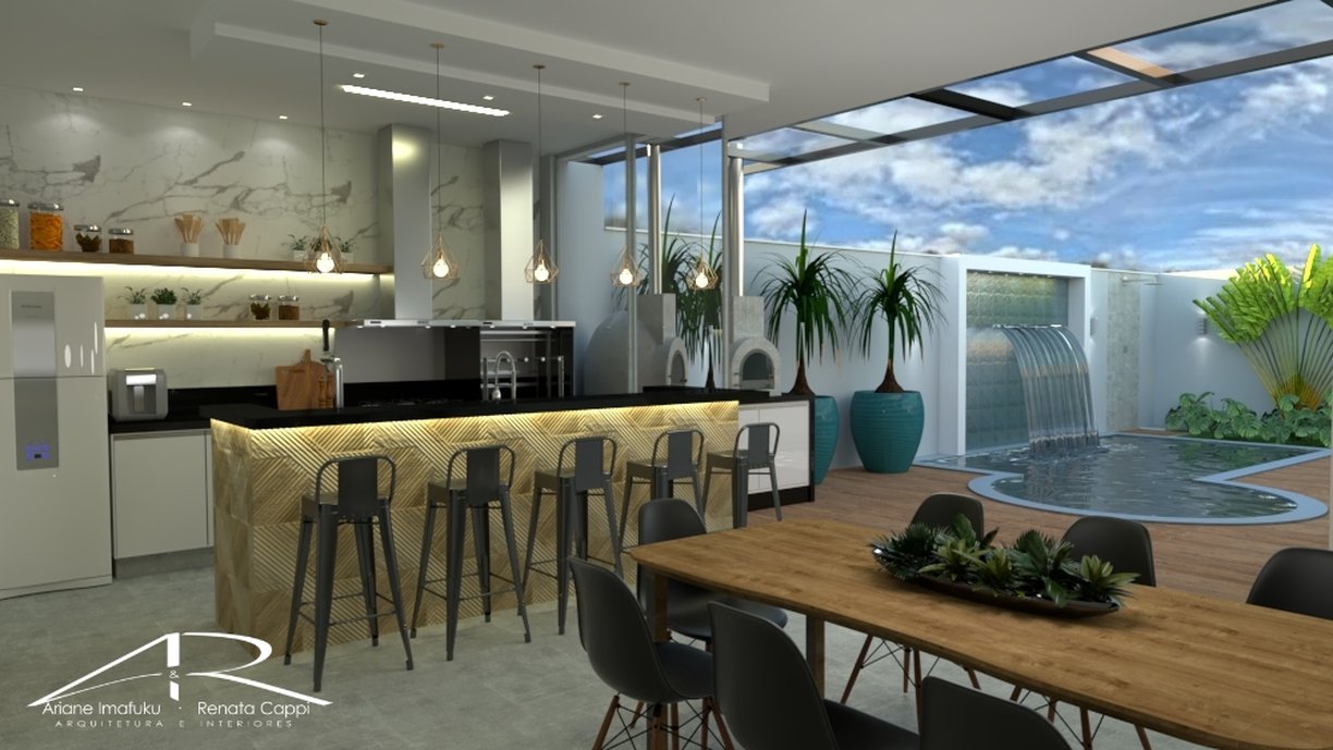 Projeto para reforma da área de lazer transformando o ambiente, deixando- o mais receptivo e dando um toque descontraído.