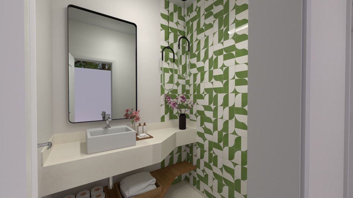 Lavabo com Rio Botanico. Projeto elaborado no Domus3D pelo projetista Marcelo Augusto.
