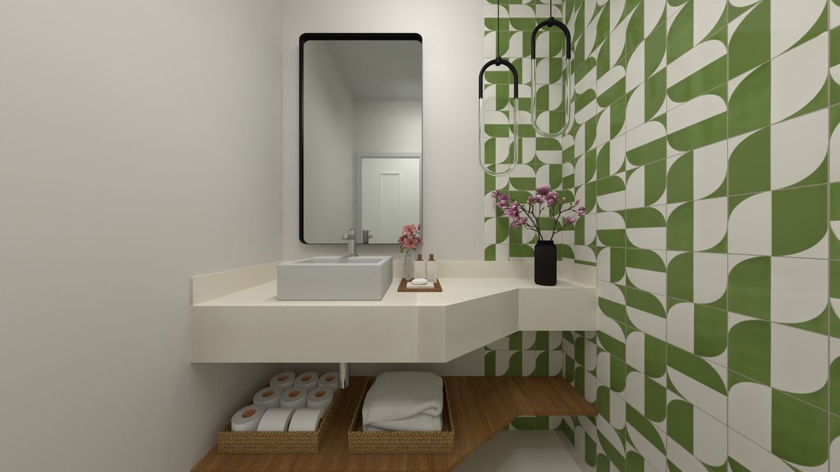 Lavabo com Rio Botanico. Projeto elaborado no Domus3D pelo projetista Marcelo Augusto.
