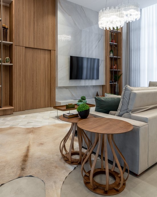 Sala Estar com painel revestido
