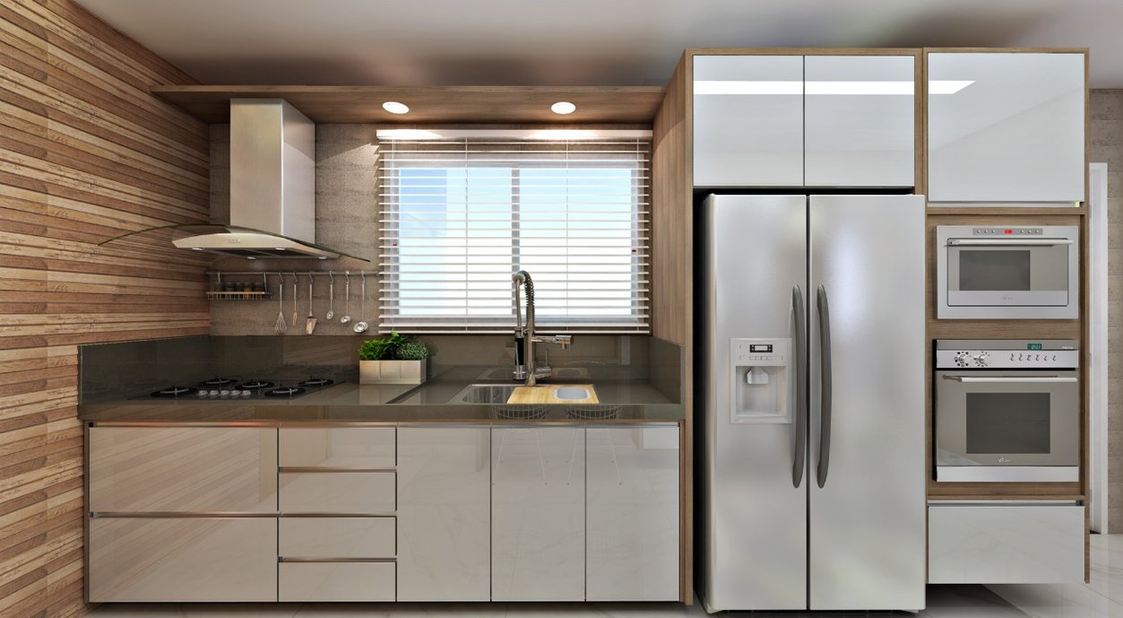 Cozinha compacta, contemporânea com produtos da Portobello.