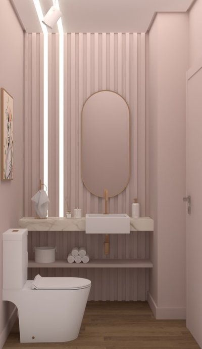 Lavabo segue o estilo de toda a clínica.