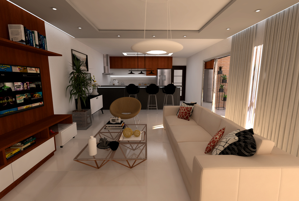 SALA E COZINHA INTEGRADAS