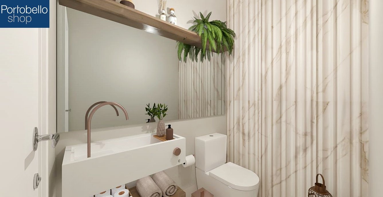 Lavabo com detalhe marmorizado com movimentos de ondas.