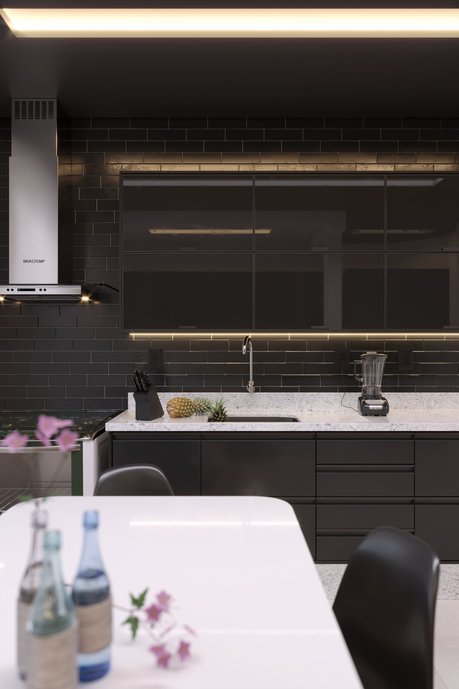 Somos apaixonados por esse revestimento que está na parede, é o Liverpool da Portobello, uma releitura contemporânea dos azulejos do século 19, usados originalmente em uma das primeiras estações do metrô de Londres, Liverpool.