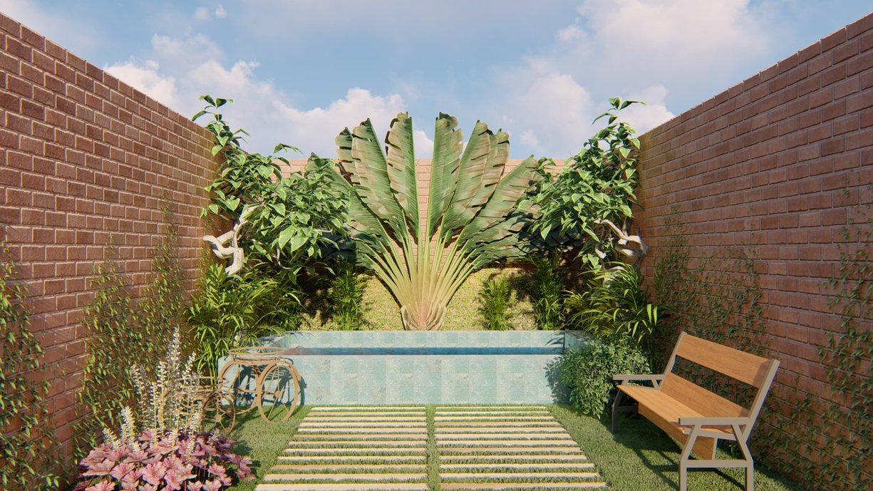 Piscina com produtos semelhantes a pedra natural e a madeira natural, porém em porcelanato, deixando assim o projeto mais sustentável, sem agredir a natureza e com lixo zero. #ConcursoArchtrendsCasoca